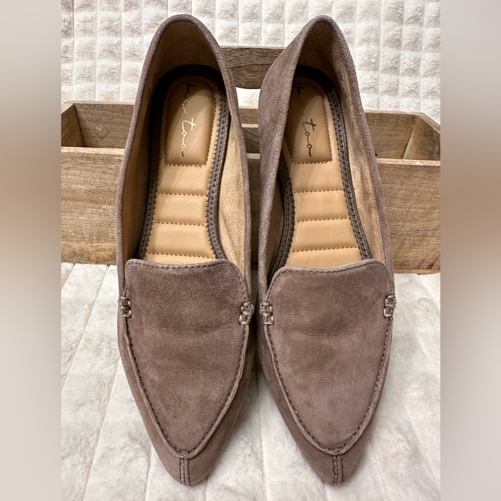 Me Too Taupe Suede Loafers